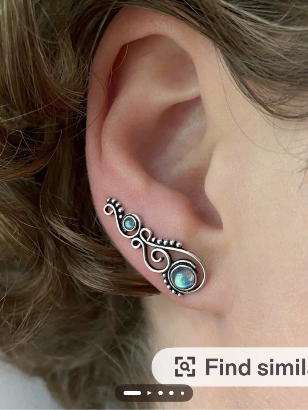 Delicate  925 Silver Filigree Ear Climber Women Jewelry Earrings NWT